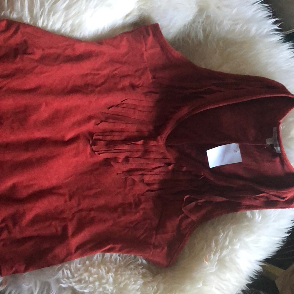 Rust V-neck Fringe bodysuit